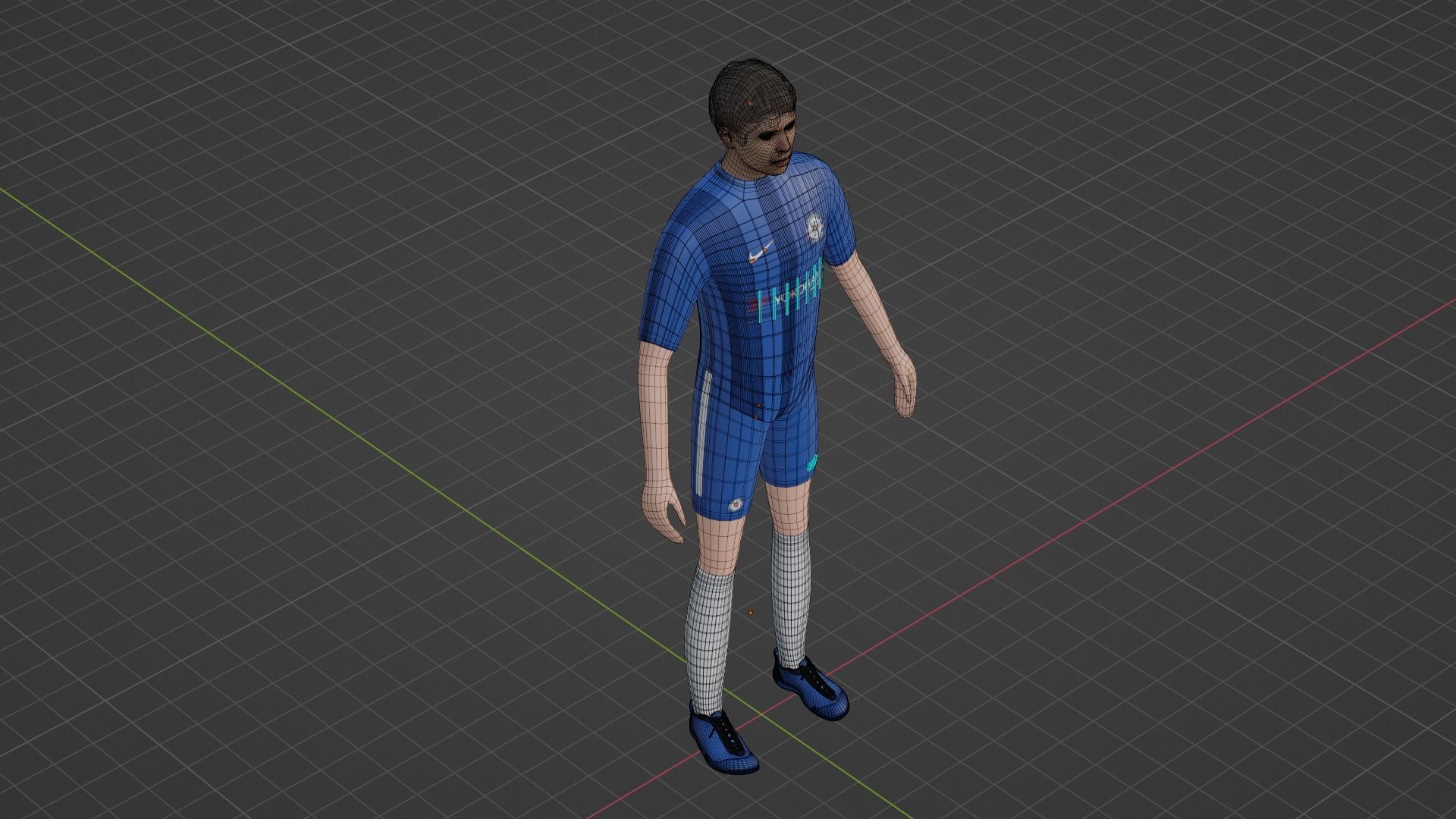 Soccer Player - Chelsea Low-poly 3D model_6