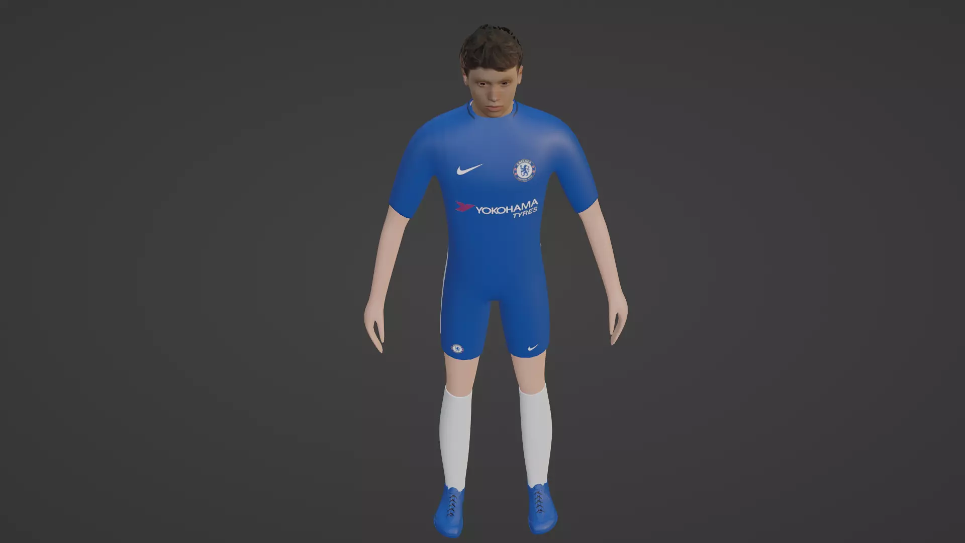 Soccer Player - Chelsea Low-poly 3D model_0