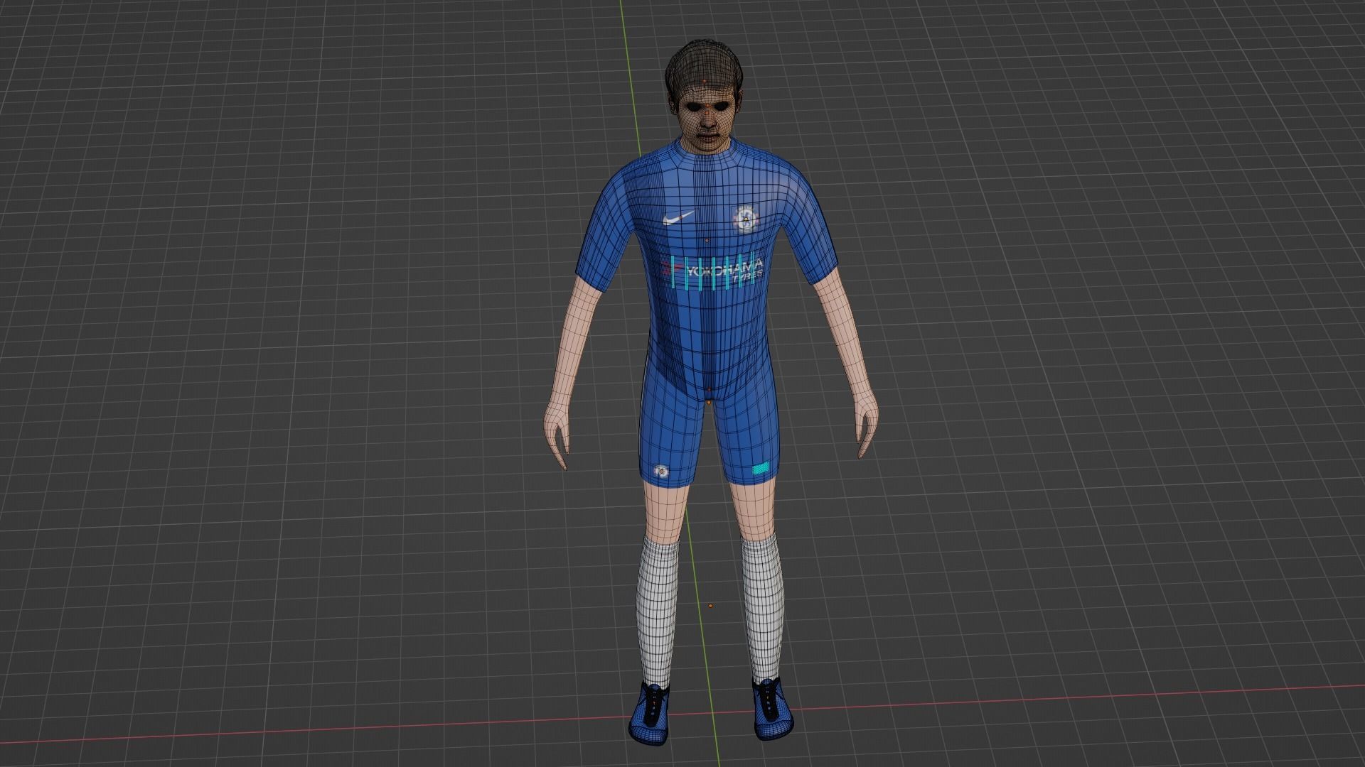 Soccer Player - Chelsea Low-poly 3D model_8