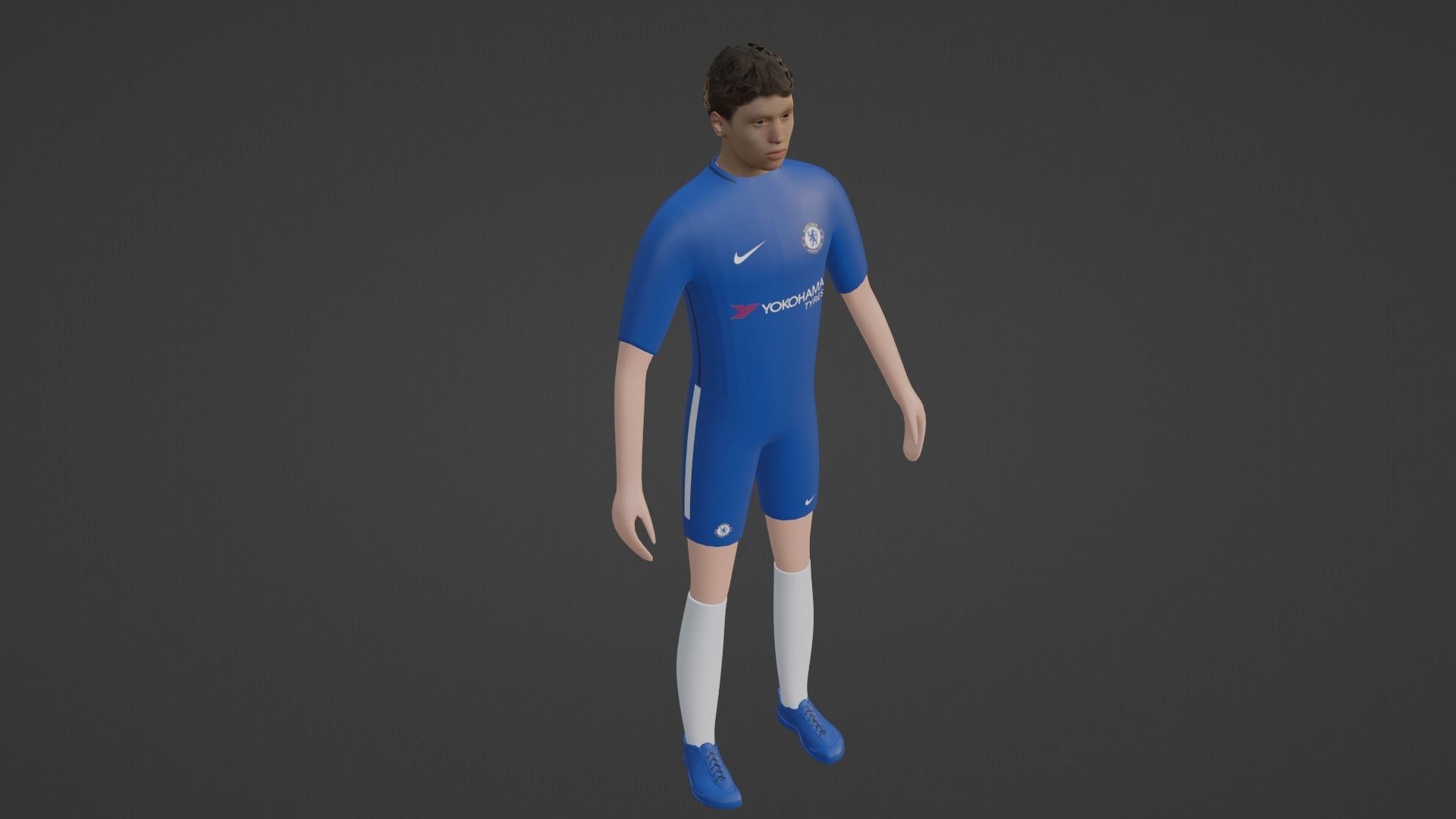 Soccer Player - Chelsea Low-poly 3D model_1