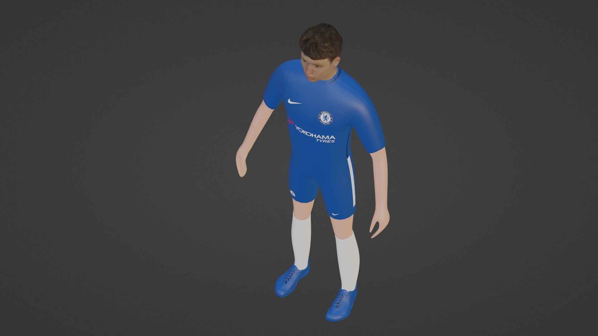 Soccer Player - Chelsea Low-poly 3D model_2