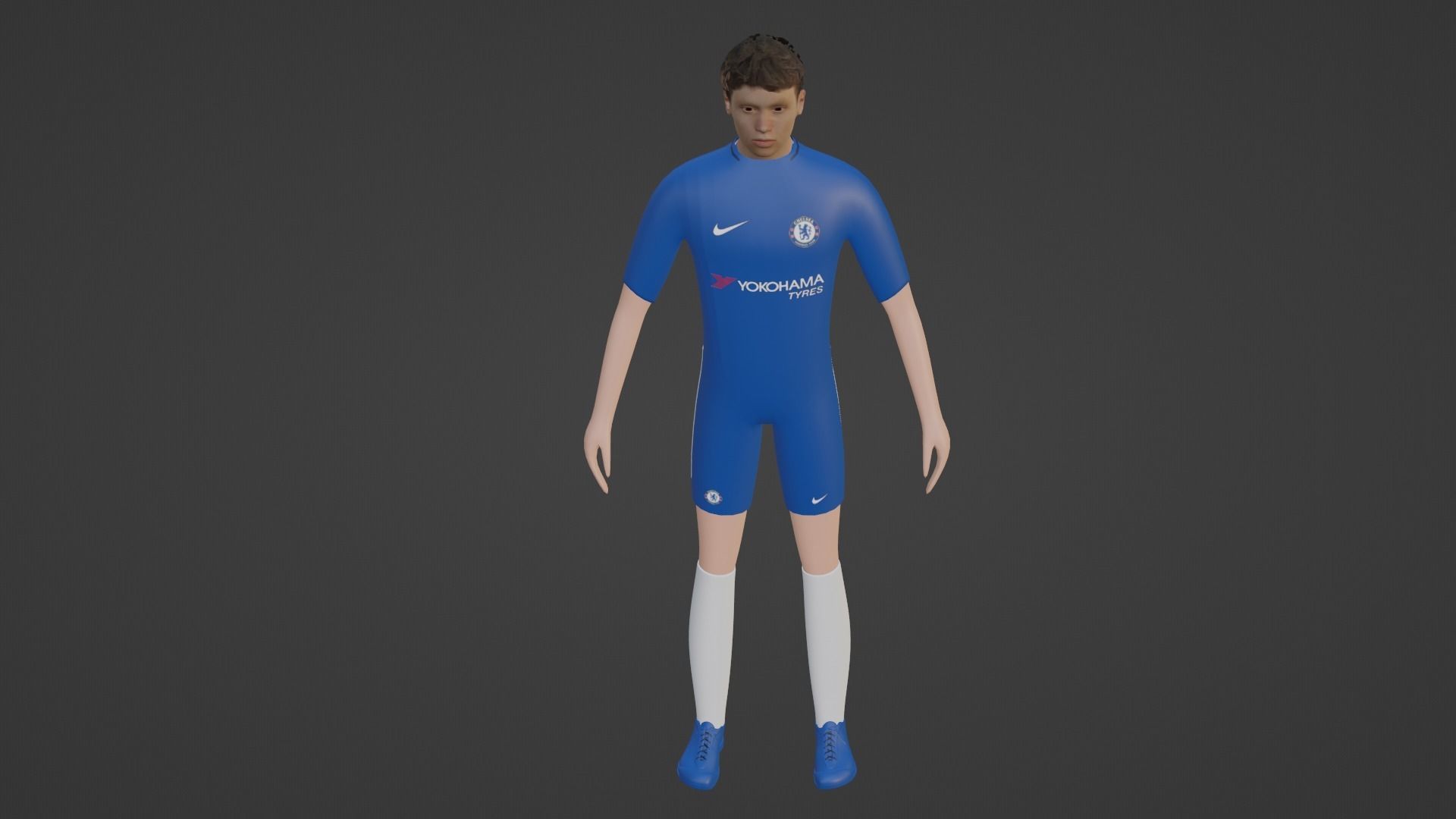 Soccer Player - Chelsea Low-poly 3D model_4