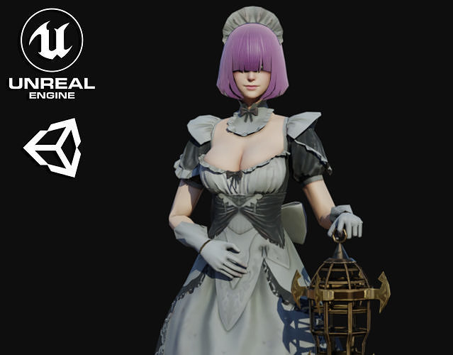 Maid Woman Low-poly 3D model