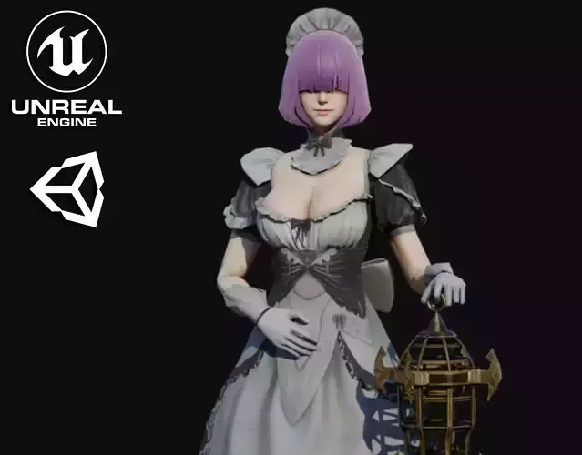 Maid Woman Low-poly 3D model
