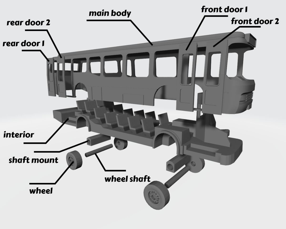 city bus miniature 3D print model_3