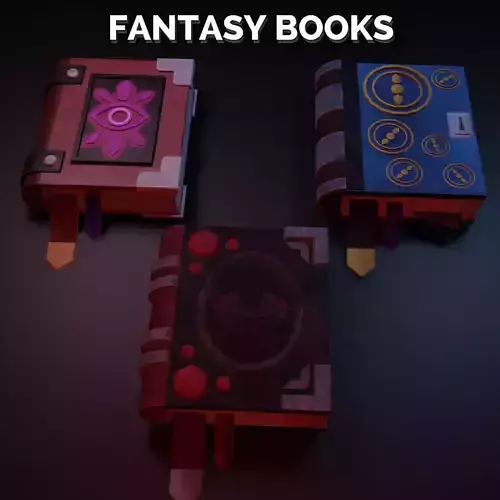 Fantasy books Lowpoly 3D