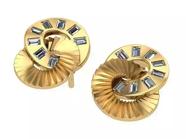 Interlocked Diamond Golden Earrings  3D print model