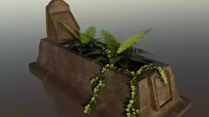 Victorian Cradle Grave With Plants Low-poly 3D model