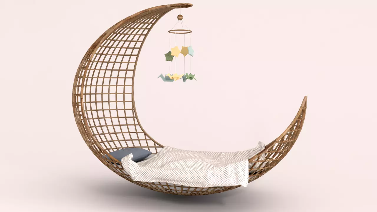 Crescent bed 3D model_0