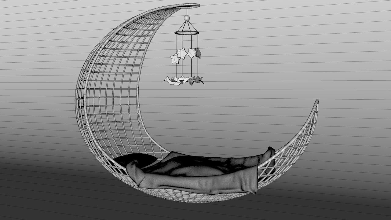 Crescent bed 3D model_2