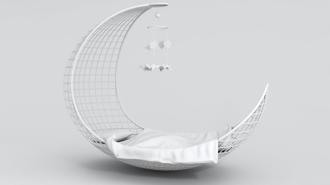 Crescent bed 3D model_1