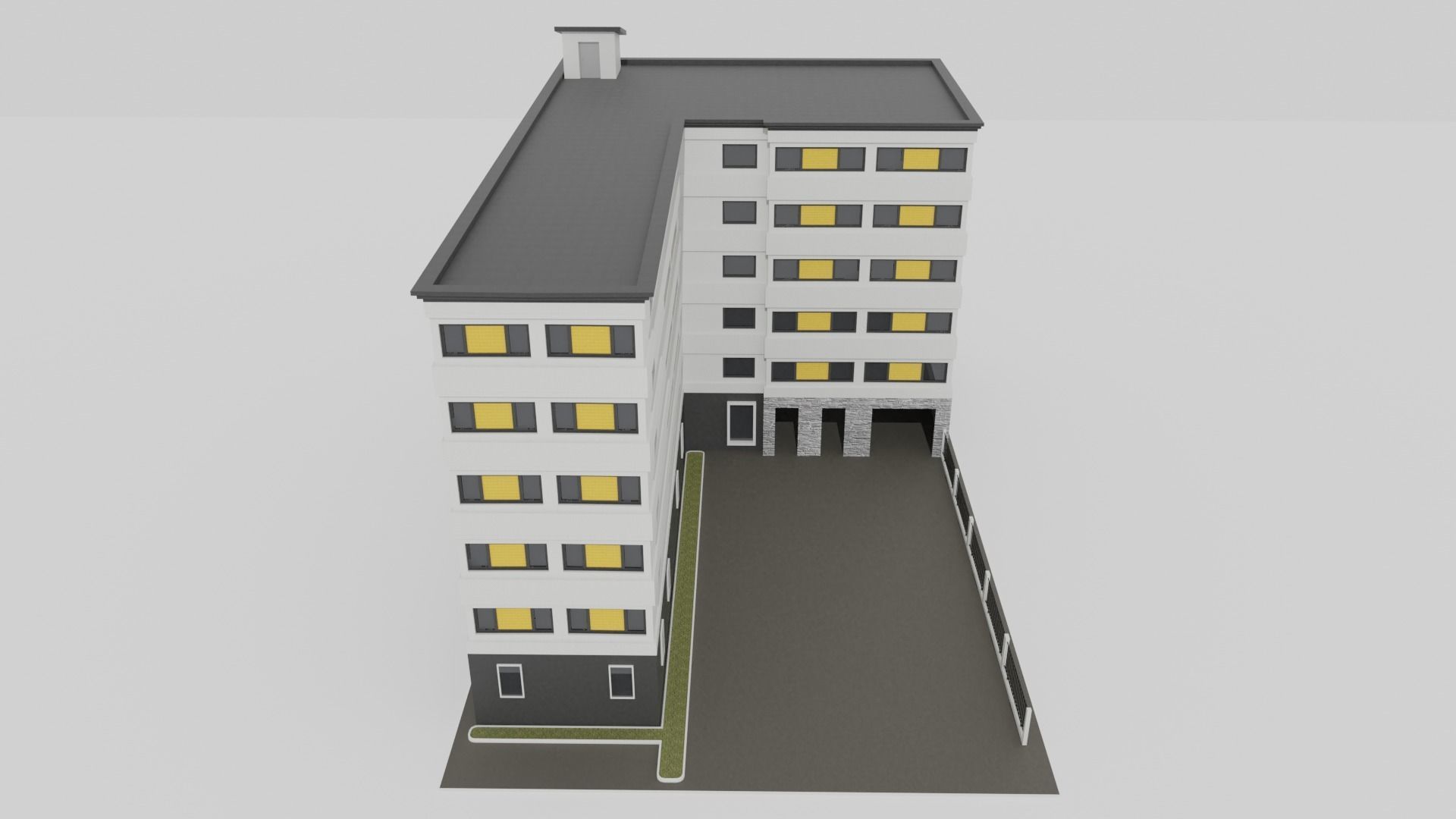Building apartment Low-poly 3D model_6