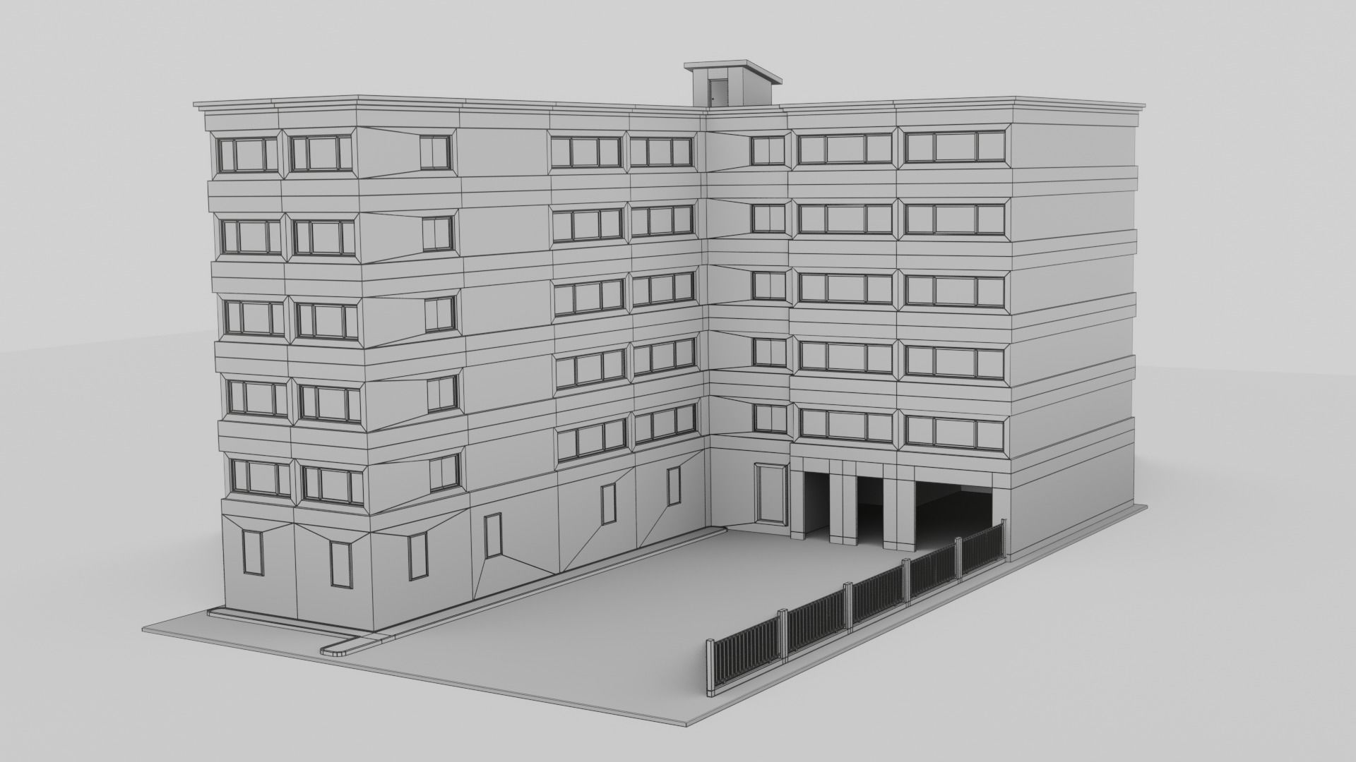 Building apartment Low-poly 3D model_7