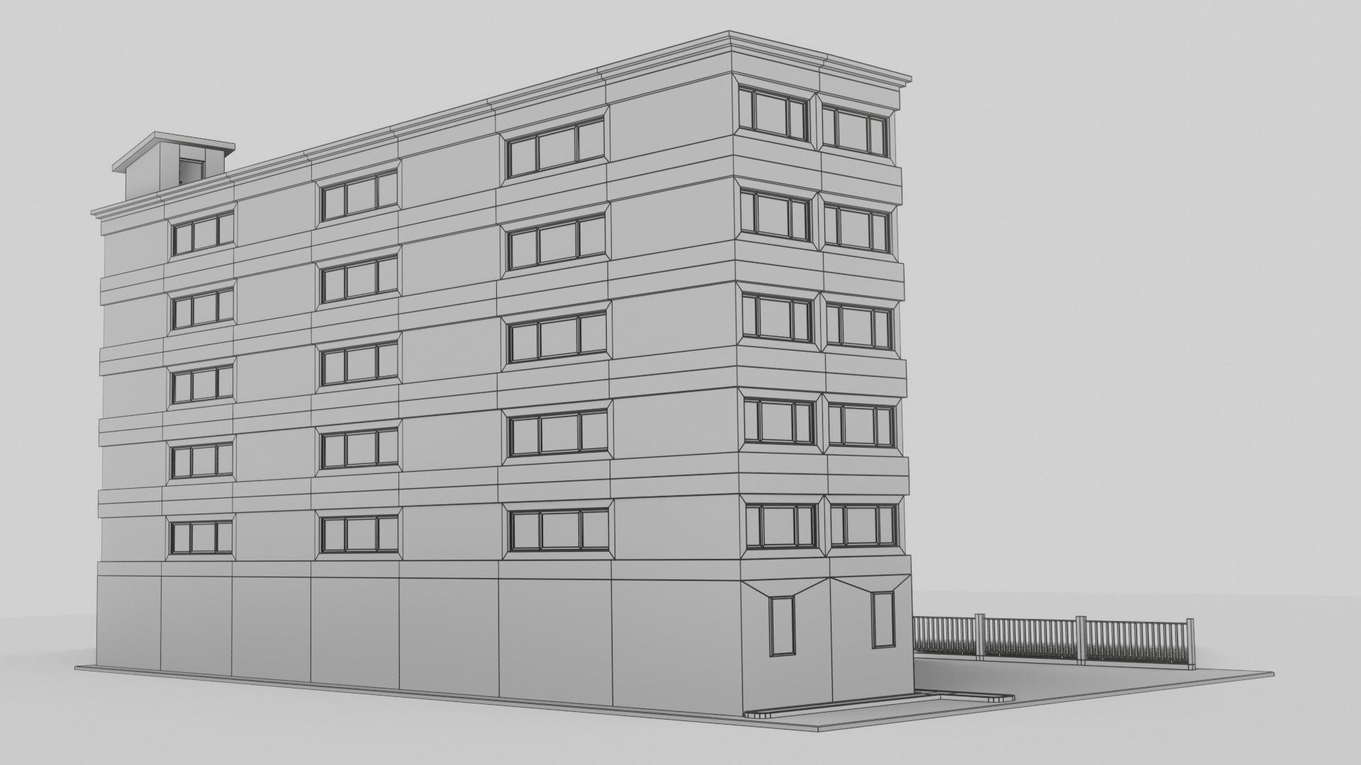 Building apartment Low-poly 3D model_9
