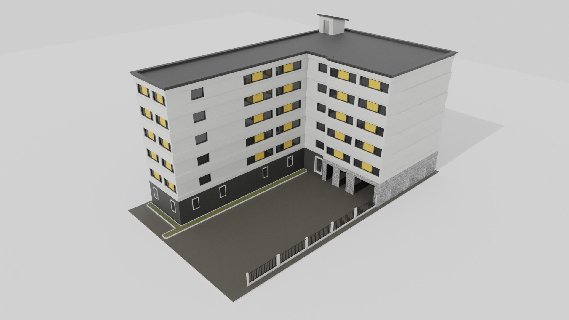 Building apartment Low-poly 3D model_5