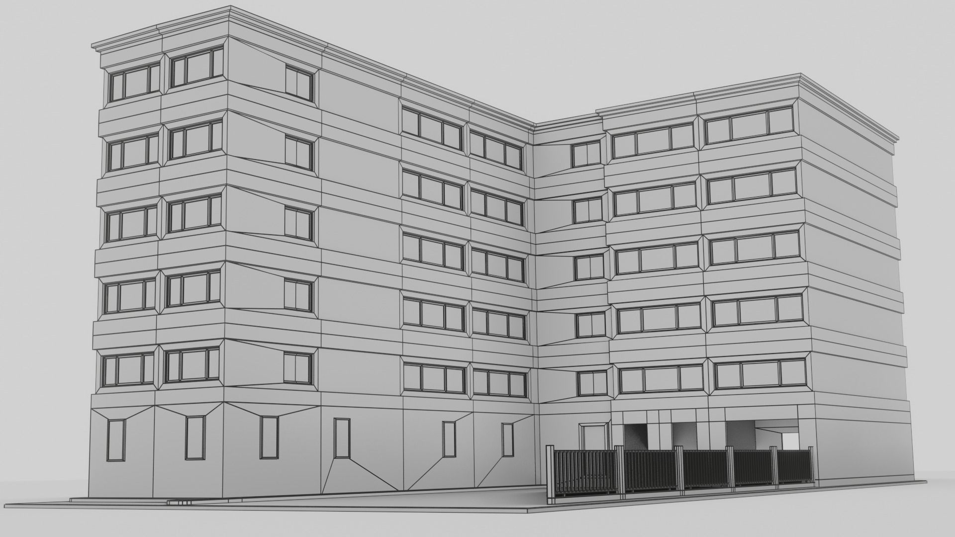 Building apartment Low-poly 3D model_8