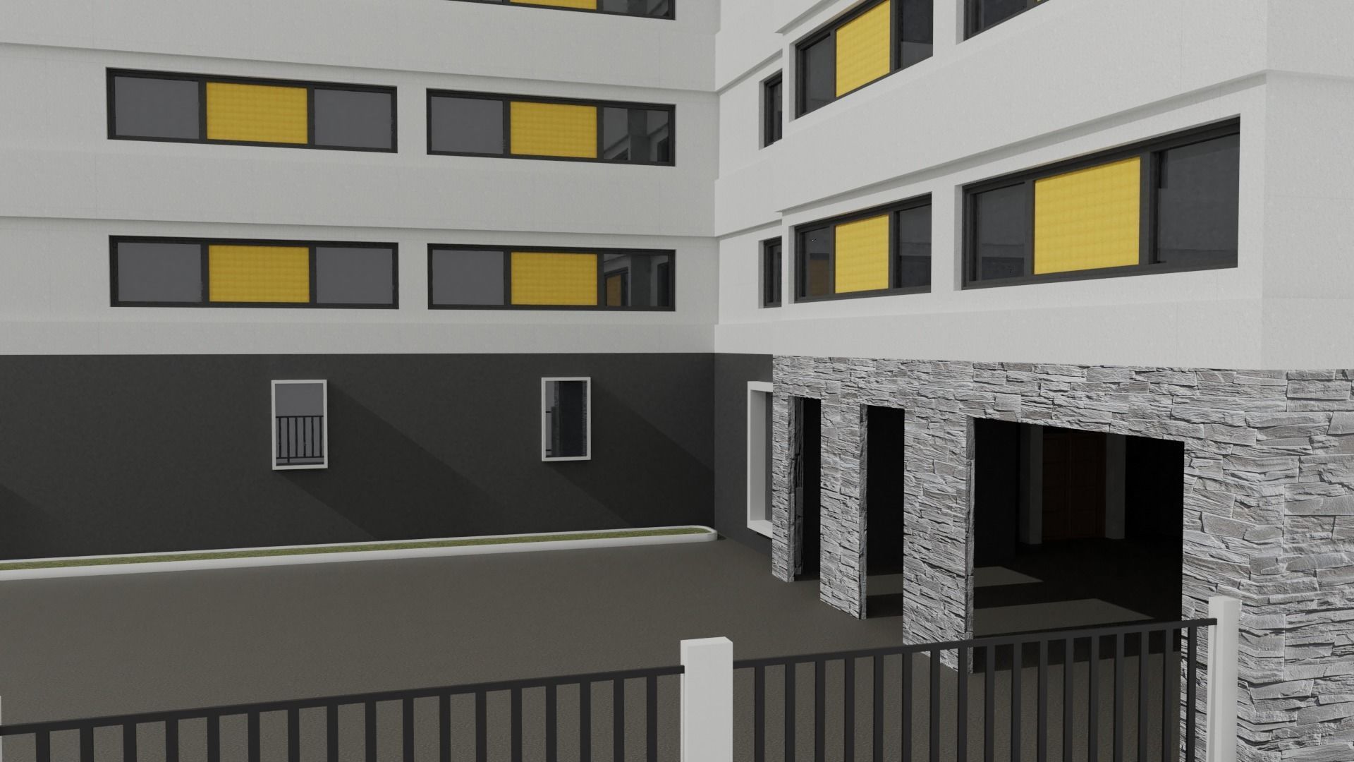 Building apartment Low-poly 3D model_4