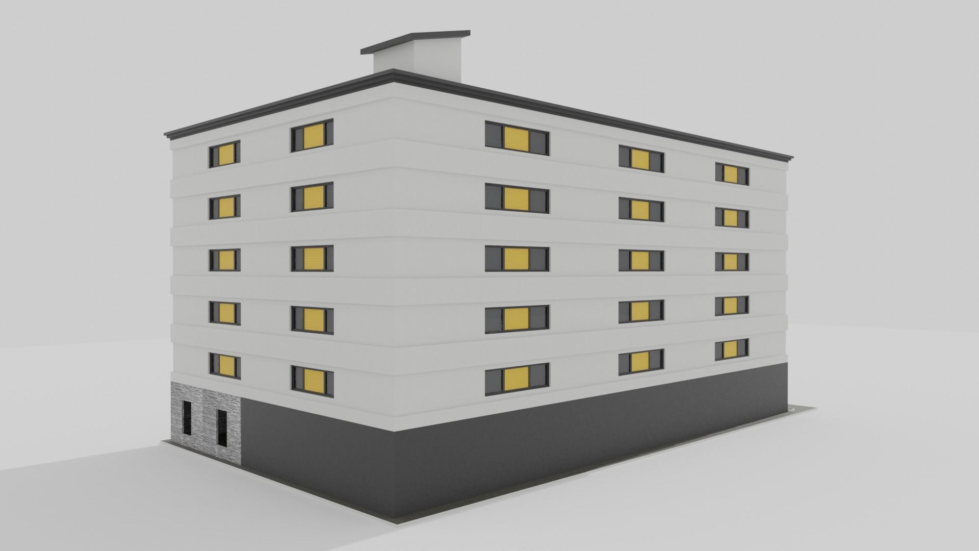 Building apartment Low-poly 3D model_2