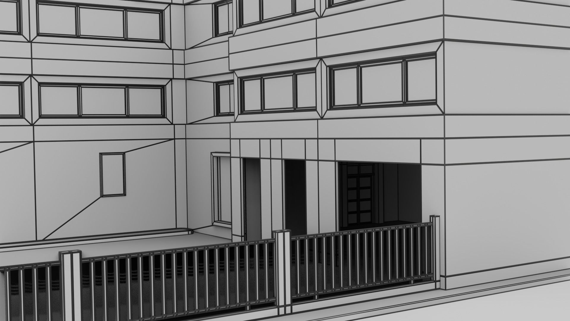 Building apartment Low-poly 3D model_10