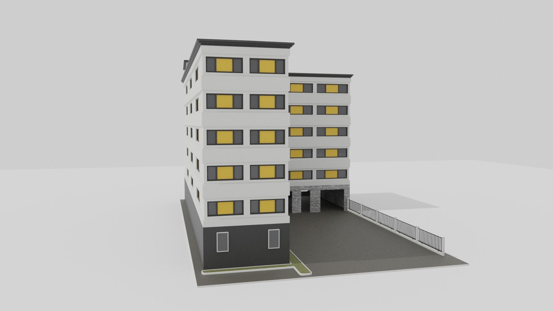 Building apartment Low-poly 3D model_1