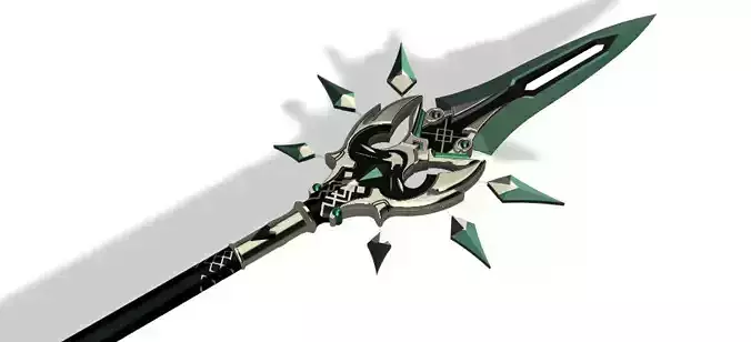 Primordial Jade Winged Spear STL Files Genshin Impact 3D print model