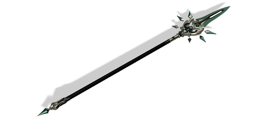 Primordial Jade Winged Spear STL Files Genshin Impact 3D print model_3