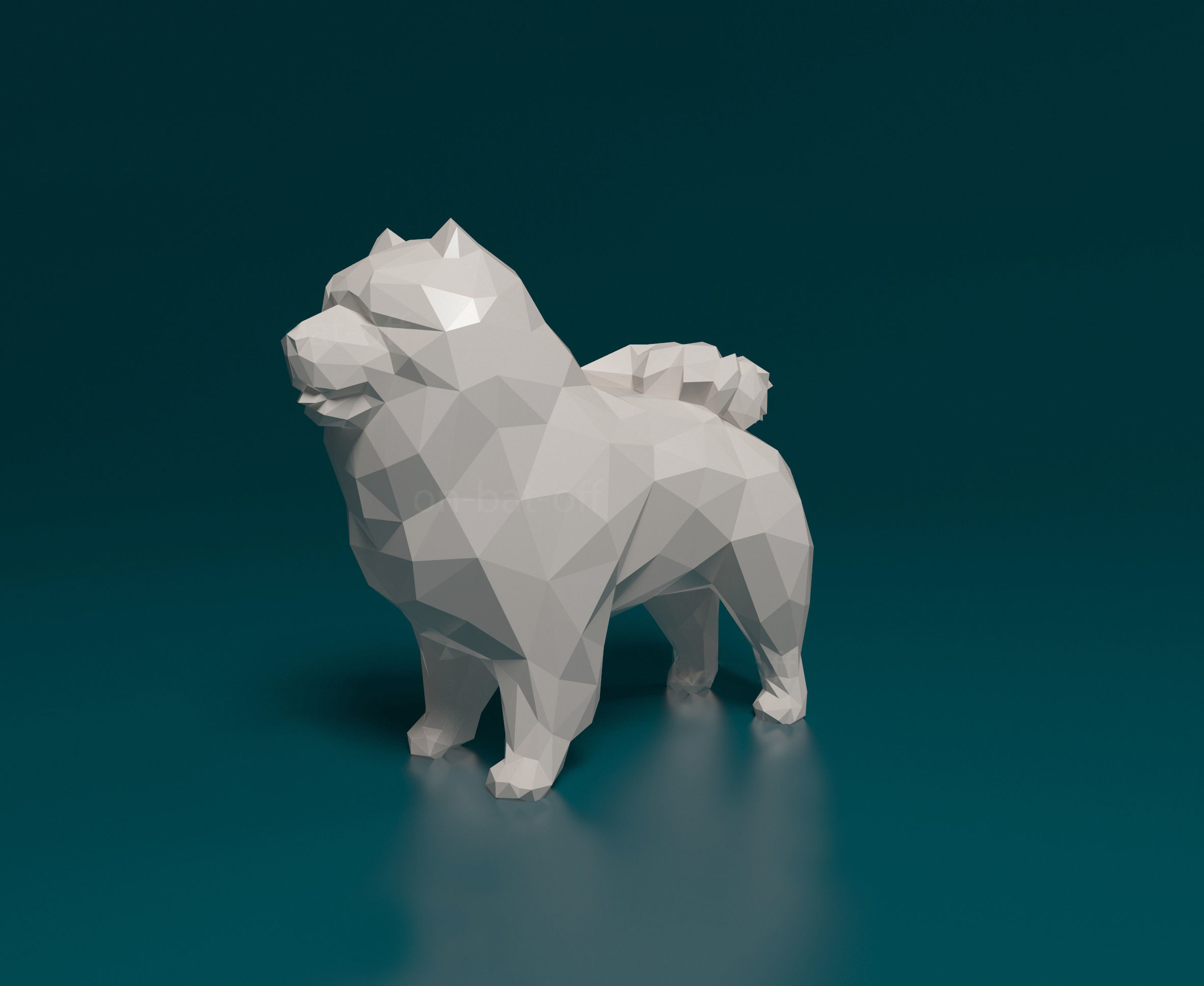 Chow-chow polygonal 3D print model_4