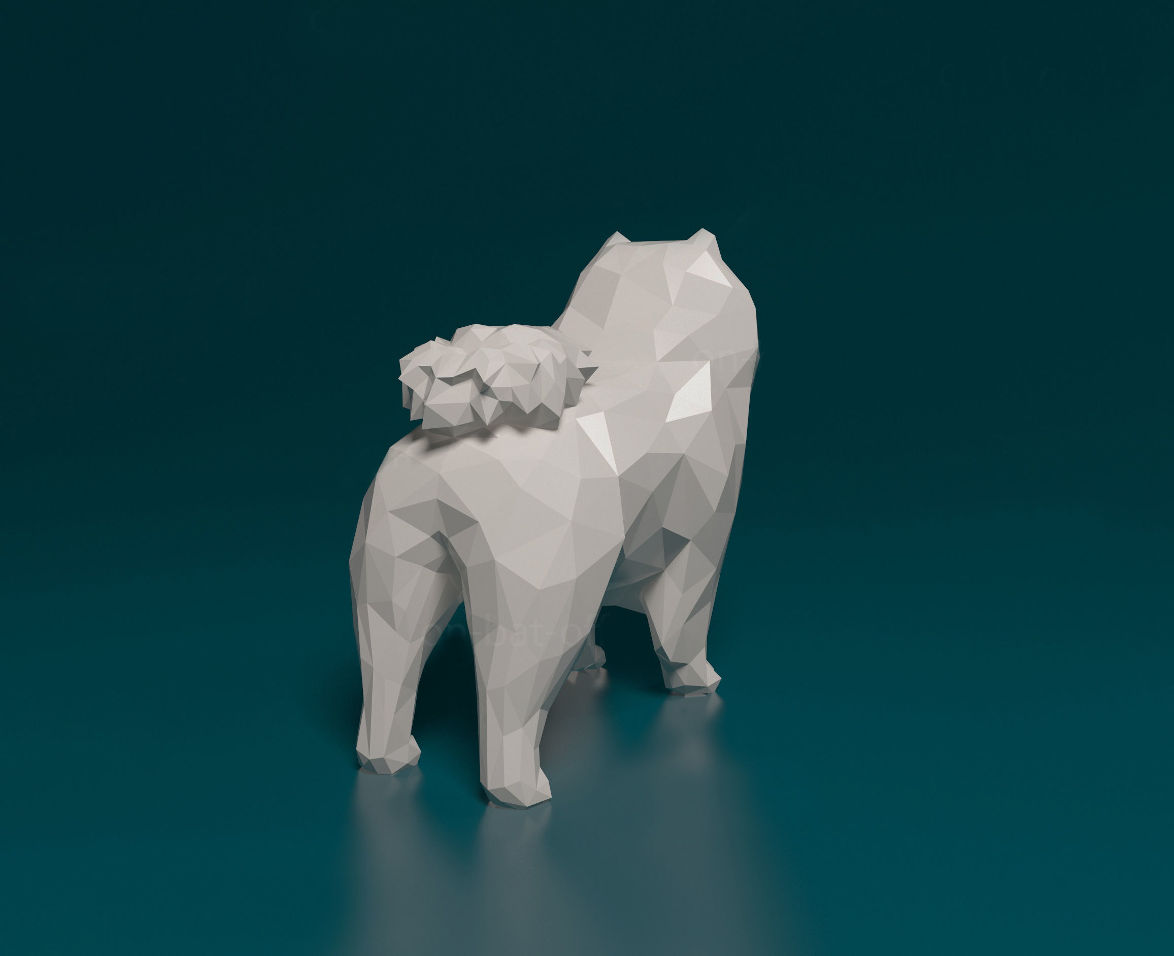Chow-chow polygonal 3D print model_2