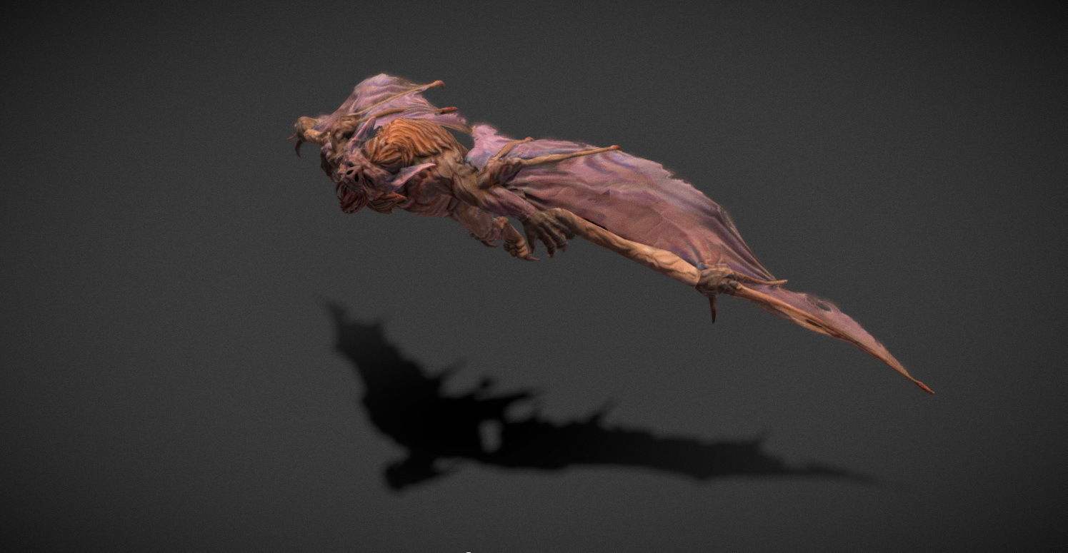 Fantasy Creature - Battle Bat Low-poly 3D model_8