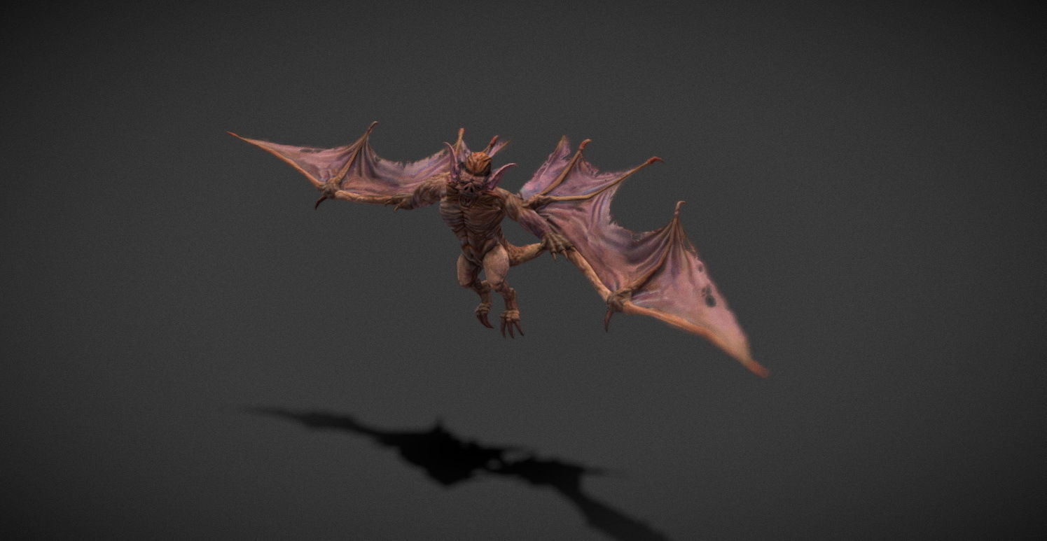 Fantasy Creature - Battle Bat Low-poly 3D model_1