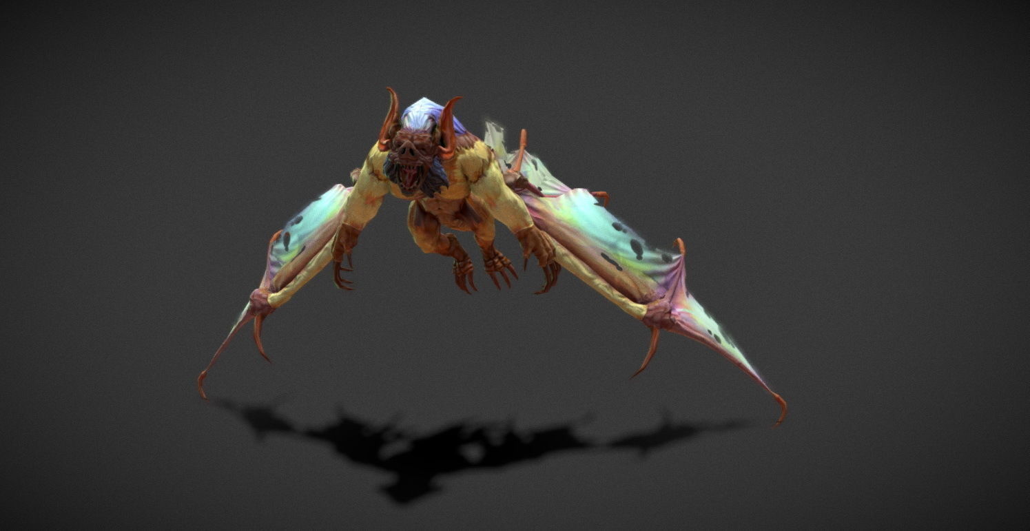 Fantasy Creature - Battle Bat Low-poly 3D model_15