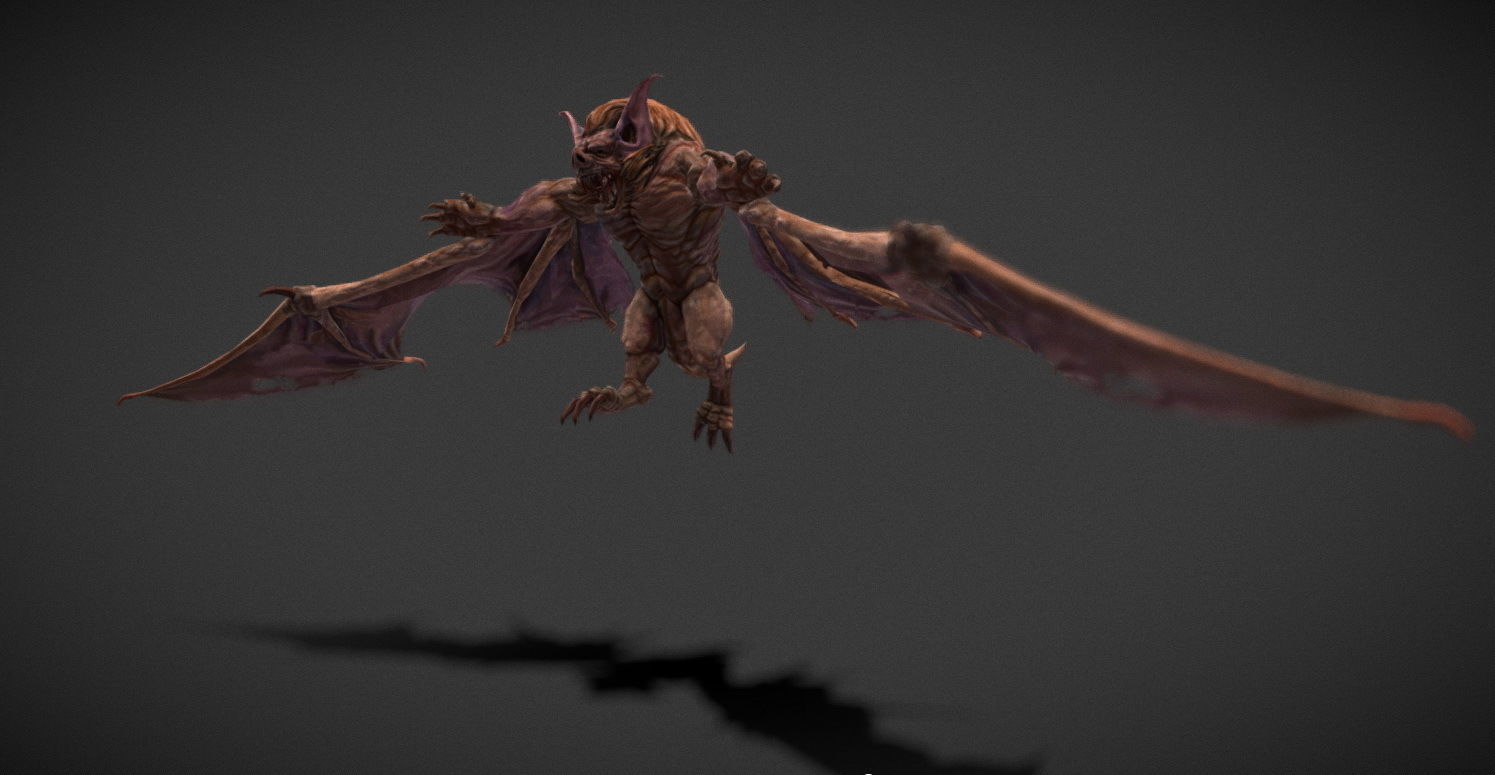 Fantasy Creature - Battle Bat Low-poly 3D model_7