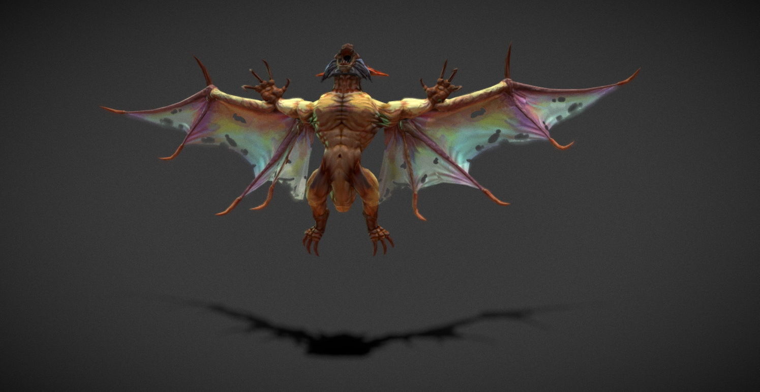 Fantasy Creature - Battle Bat Low-poly 3D model_16