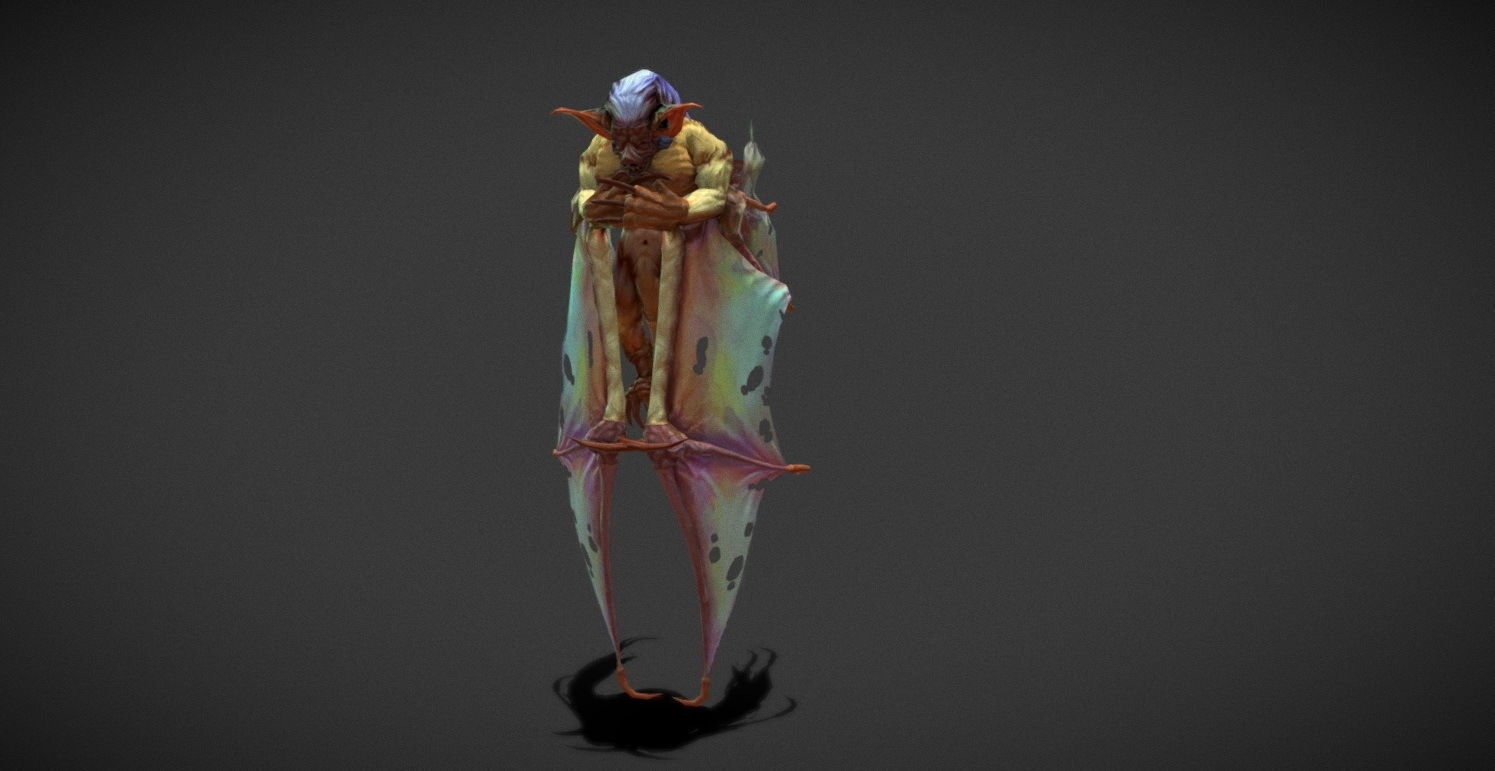 Fantasy Creature - Battle Bat Low-poly 3D model_17