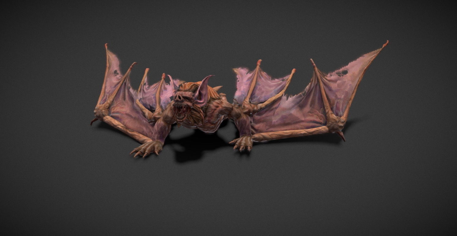 Fantasy Creature - Battle Bat Low-poly 3D model_4
