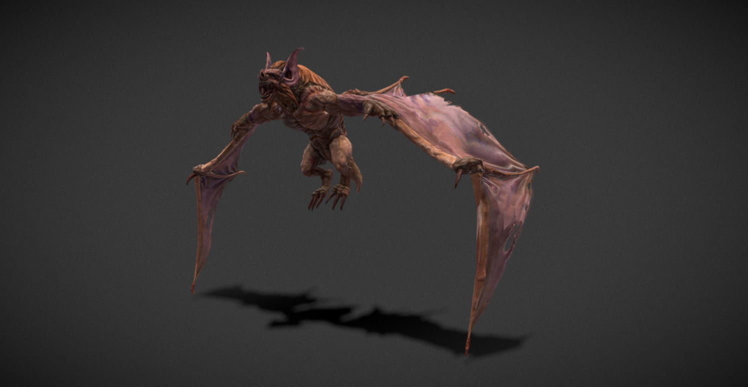 Fantasy Creature - Battle Bat Low-poly 3D model_6