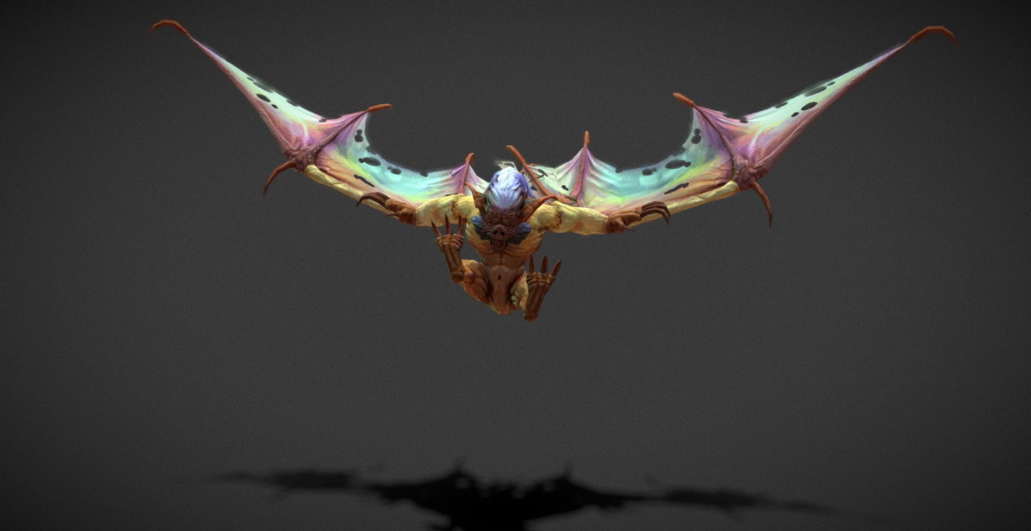 Fantasy Creature - Battle Bat Low-poly 3D model_11