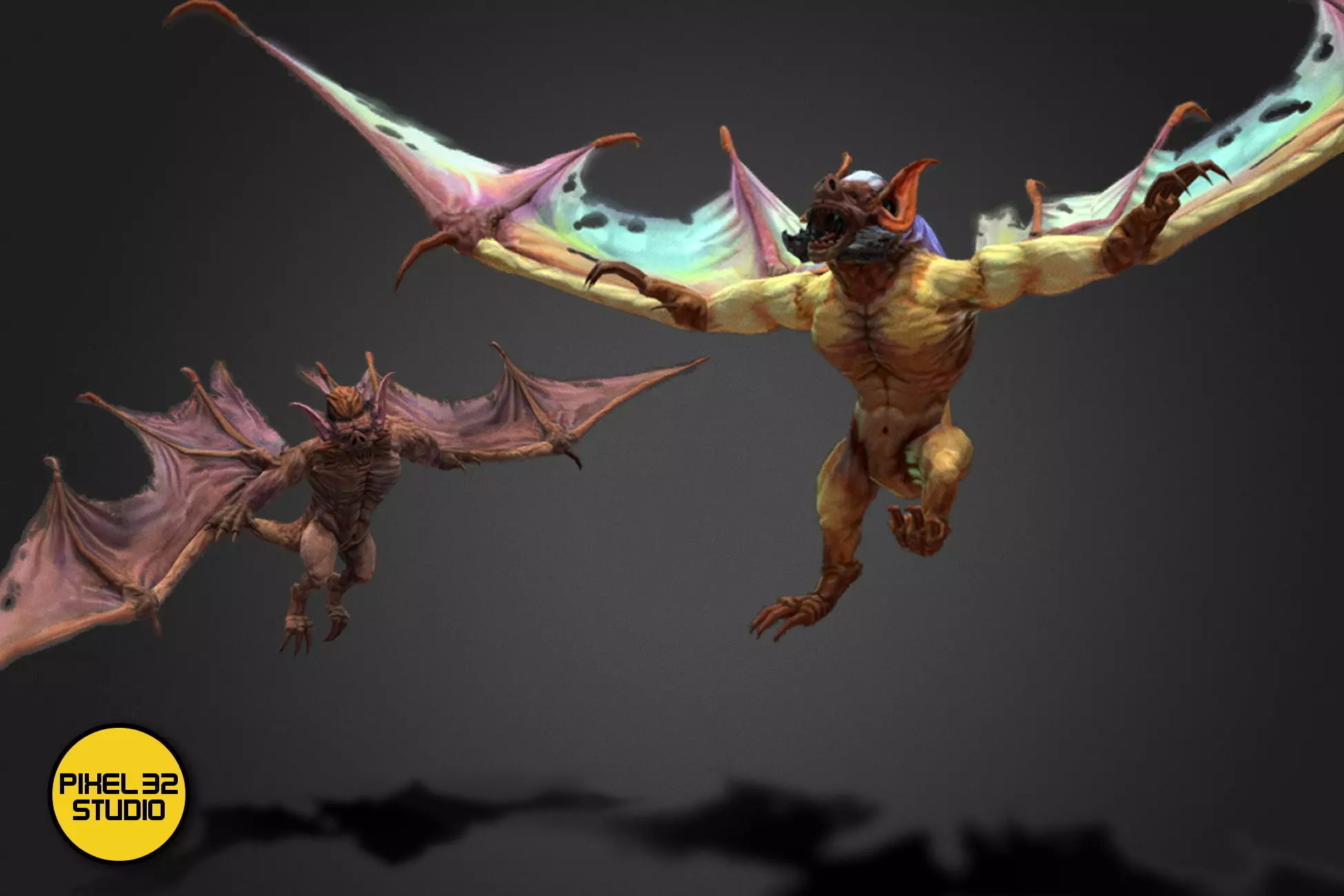 Fantasy Creature - Battle Bat Low-poly 3D model_0