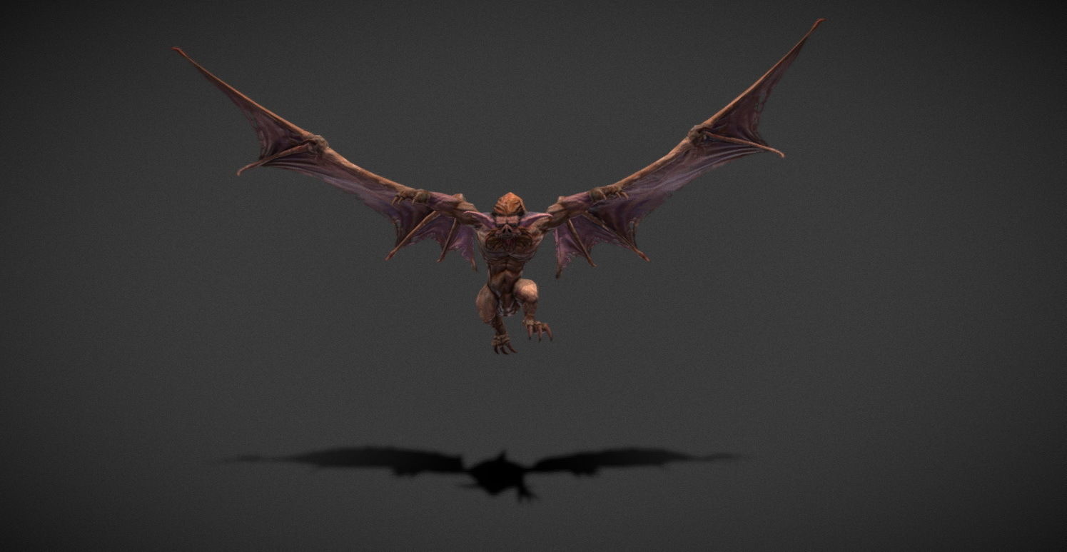 Fantasy Creature - Battle Bat Low-poly 3D model_2