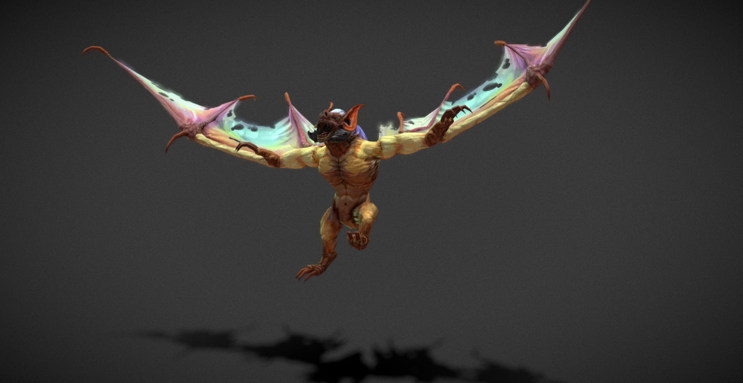 Fantasy Creature - Battle Bat Low-poly 3D model_14