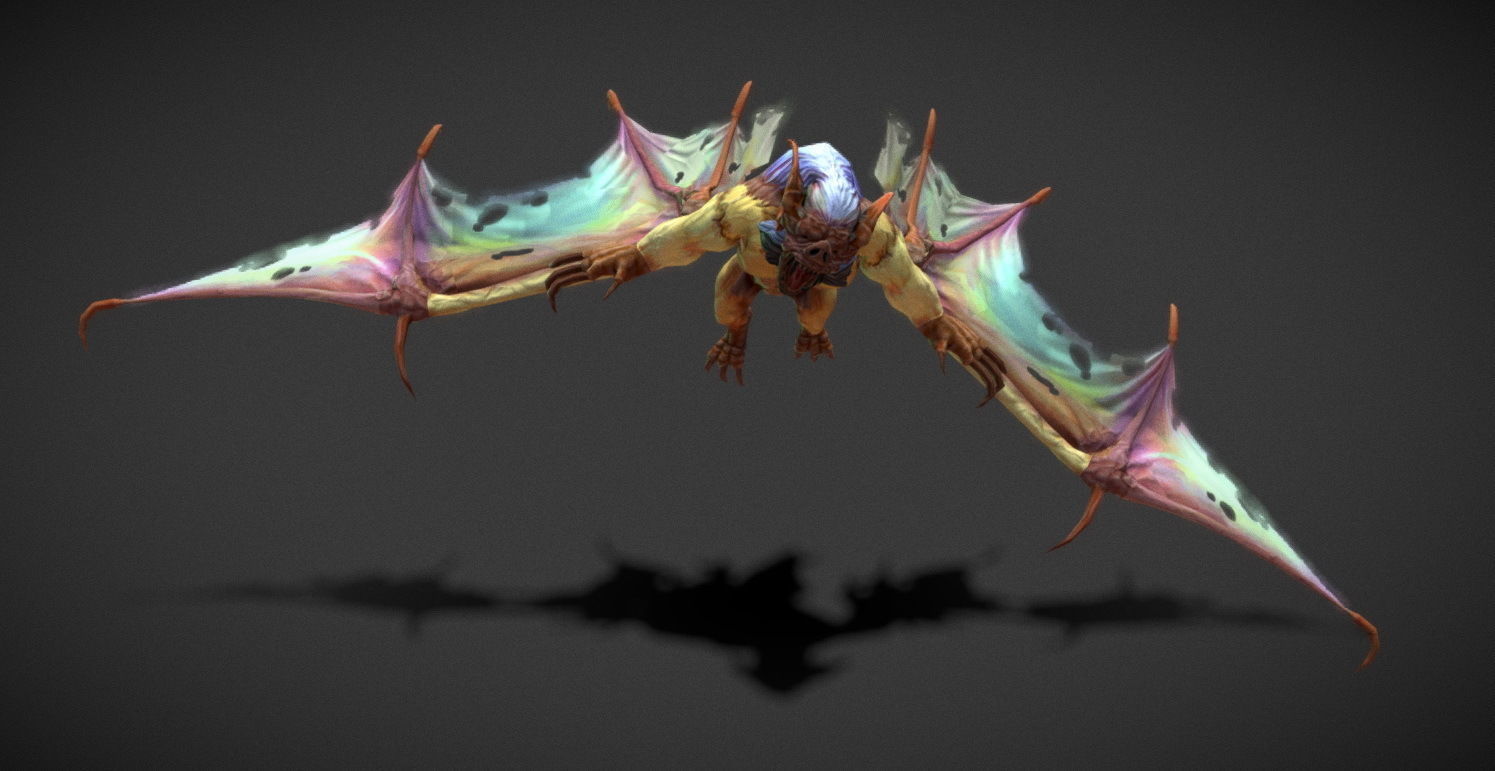 Fantasy Creature - Battle Bat Low-poly 3D model_10