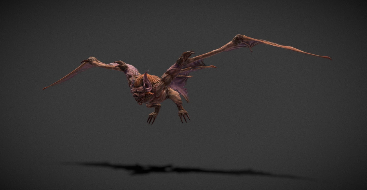 Fantasy Creature - Battle Bat Low-poly 3D model_5