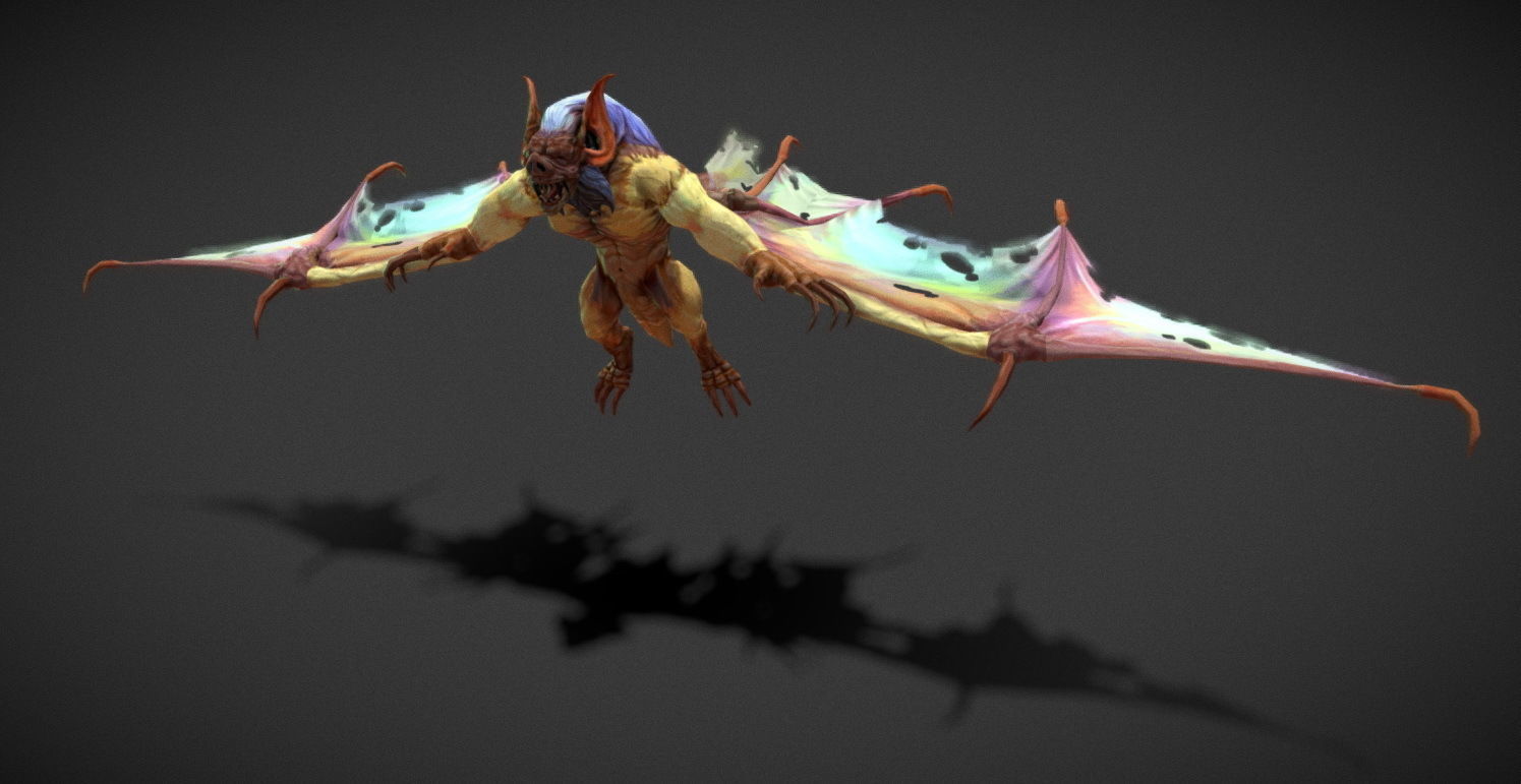 Fantasy Creature - Battle Bat Low-poly 3D model_9