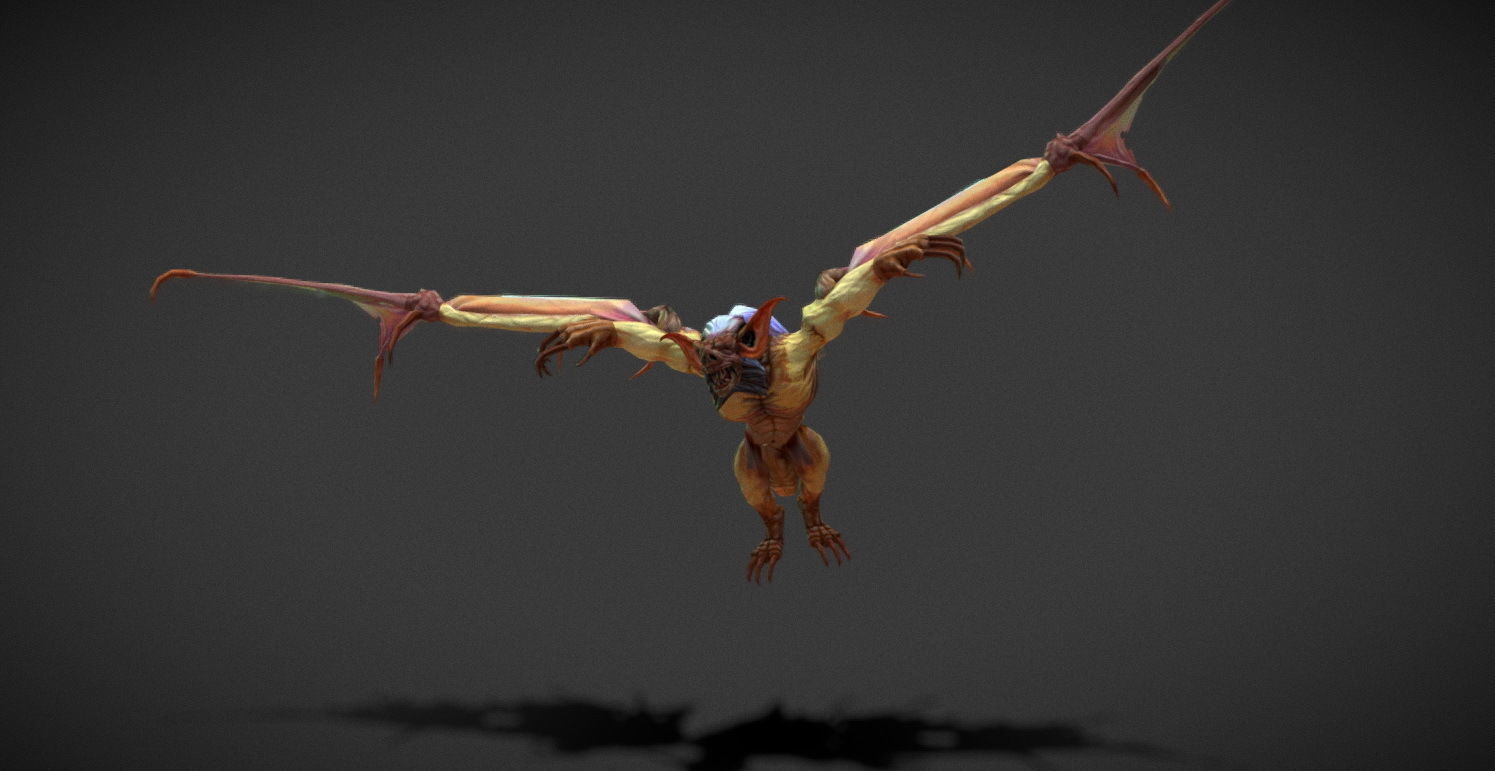 Fantasy Creature - Battle Bat Low-poly 3D model_13
