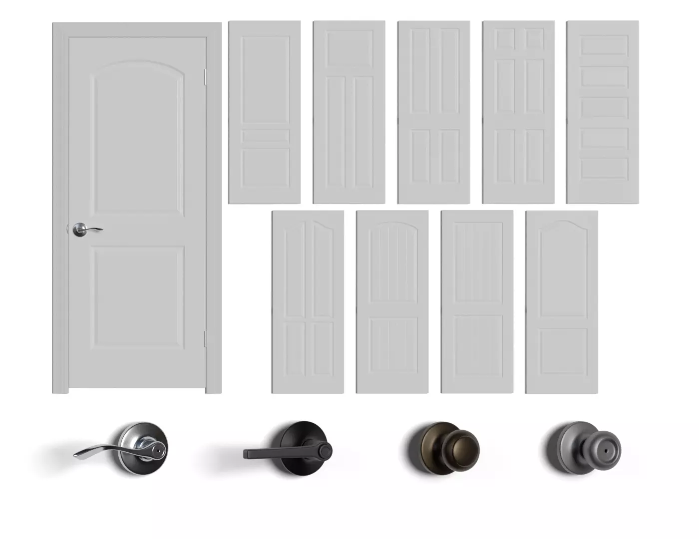 Home Interior Doors and Knobs Pack High Poly Low Poly Low-poly 3D model_0