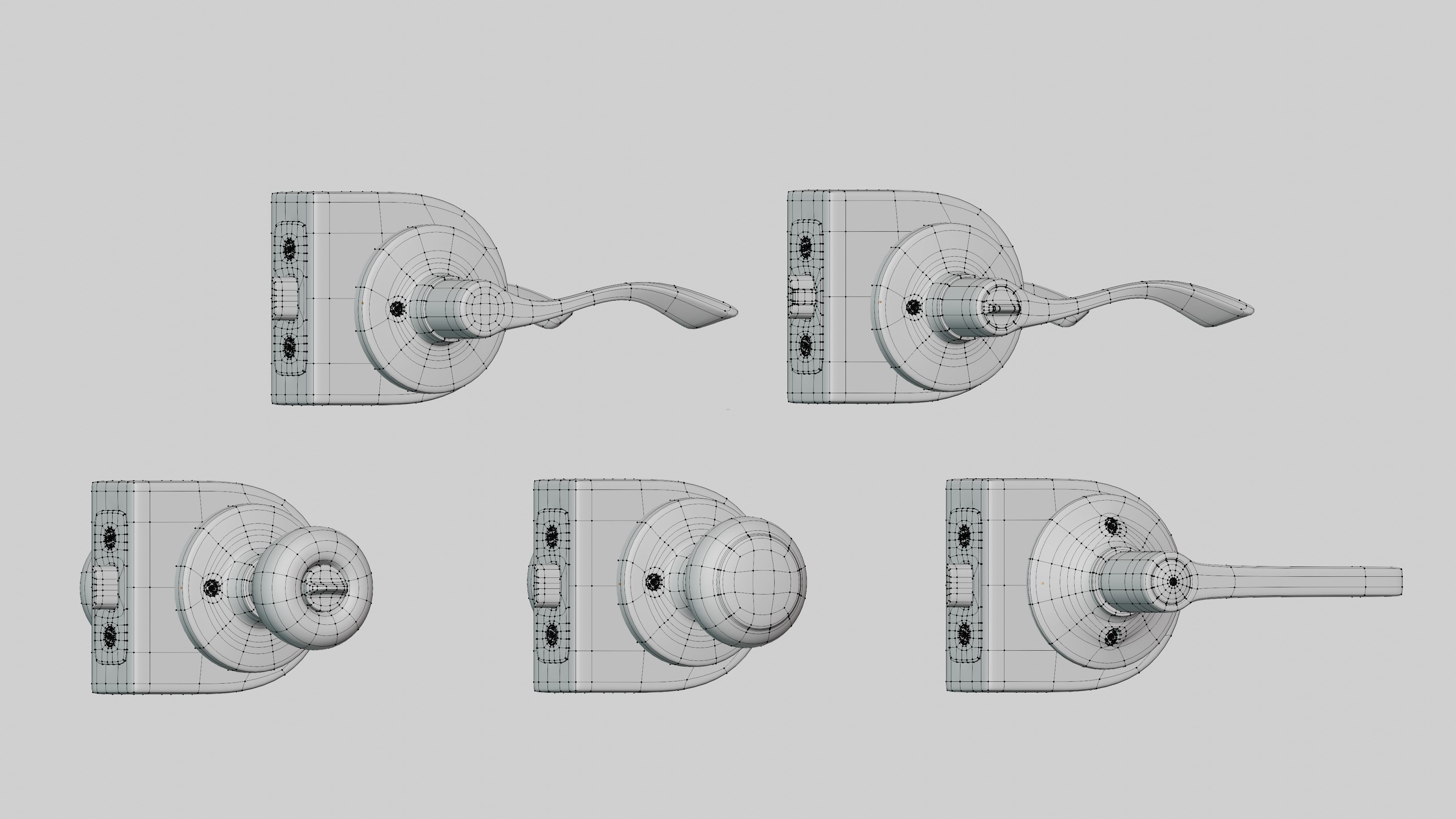 Home Interior Doors and Knobs Pack High Poly Low Poly Low-poly 3D model_26