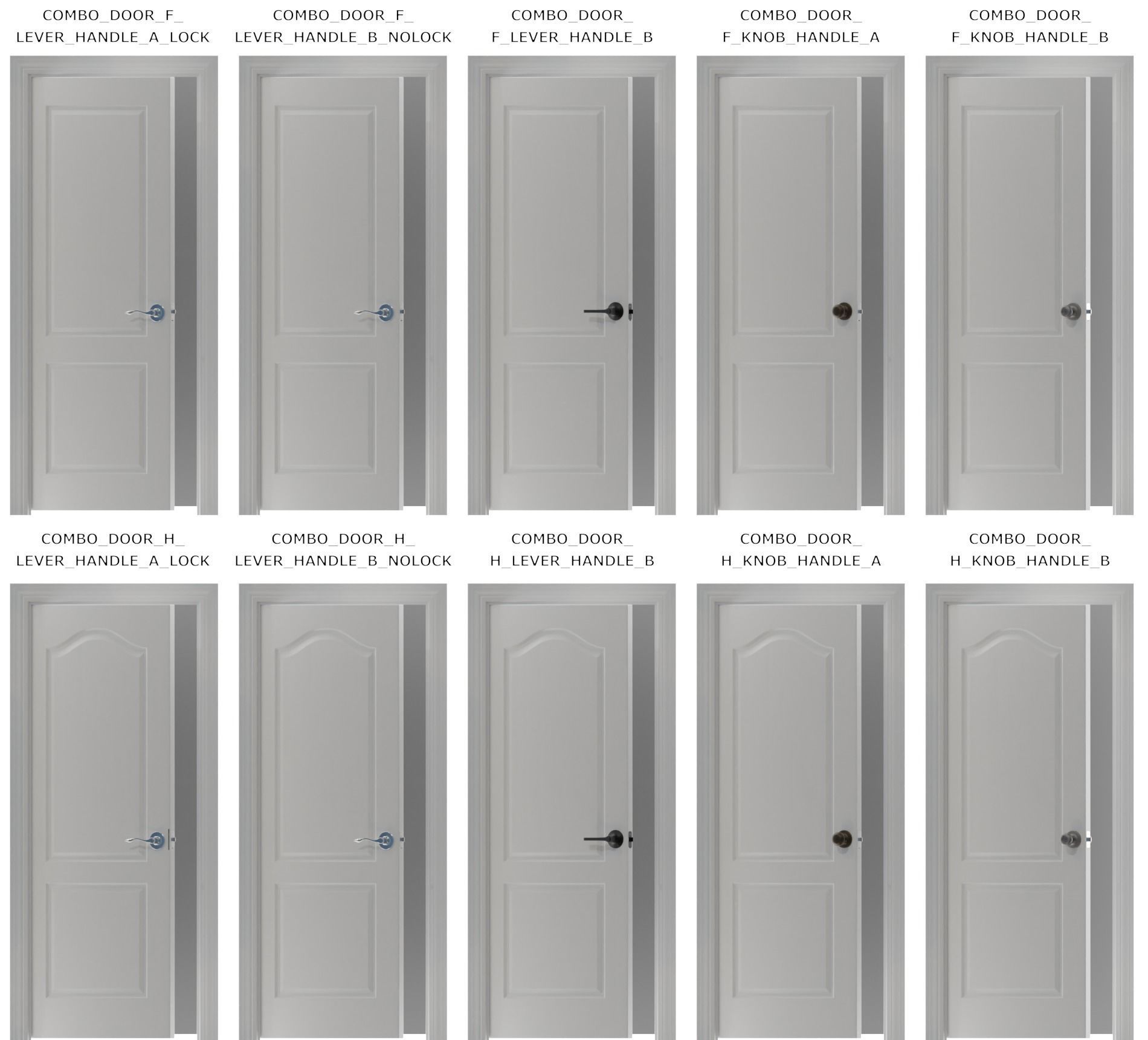 Home Interior Doors and Knobs Pack High Poly Low Poly Low-poly 3D model_16