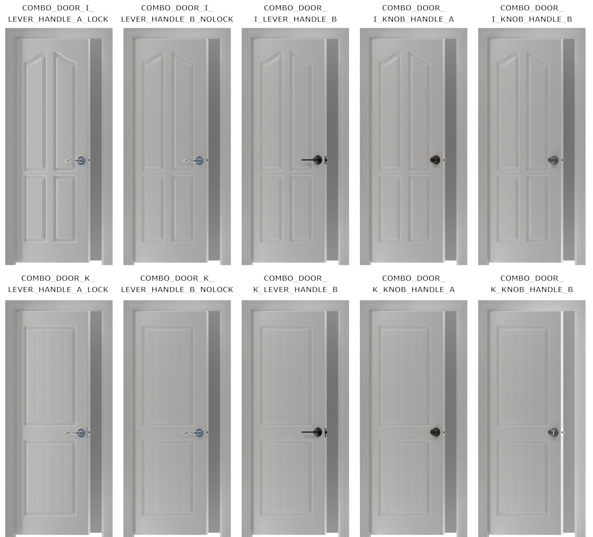 Home Interior Doors and Knobs Pack High Poly Low Poly Low-poly 3D model_17