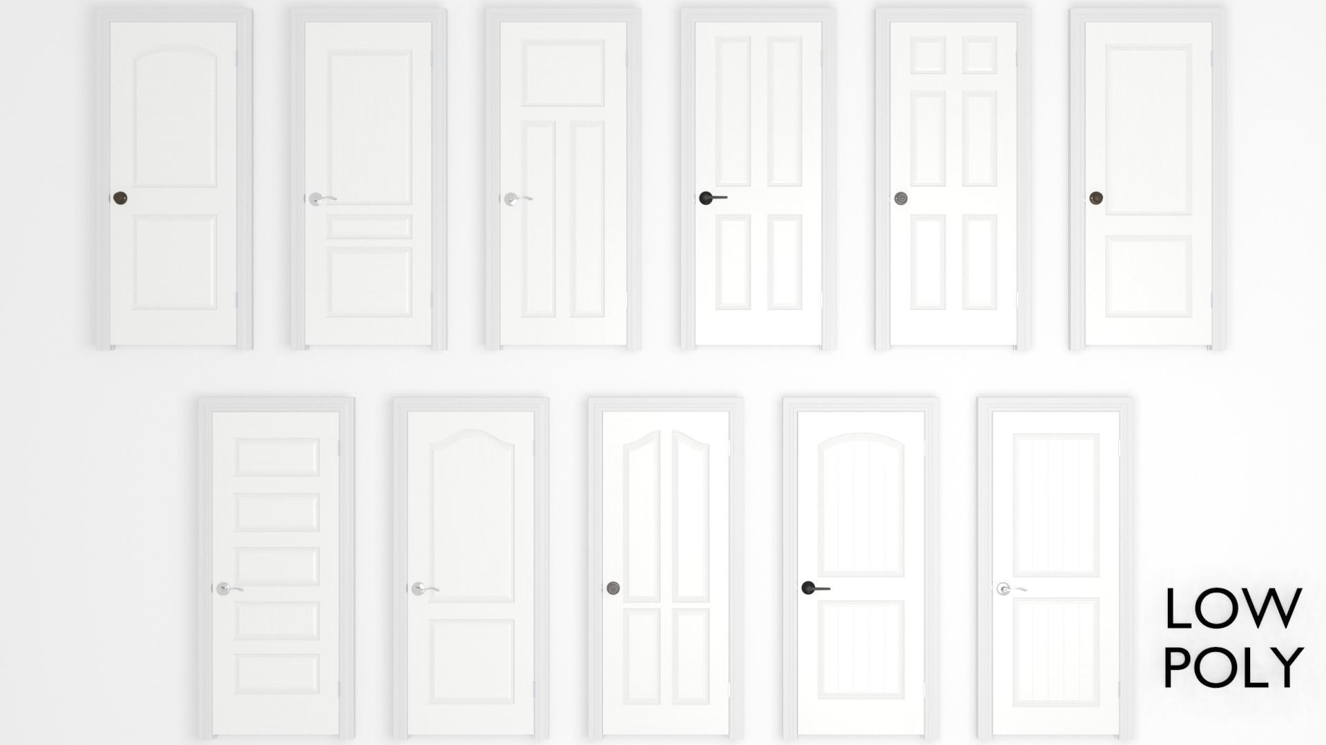 Home Interior Doors and Knobs Pack High Poly Low Poly Low-poly 3D model_19