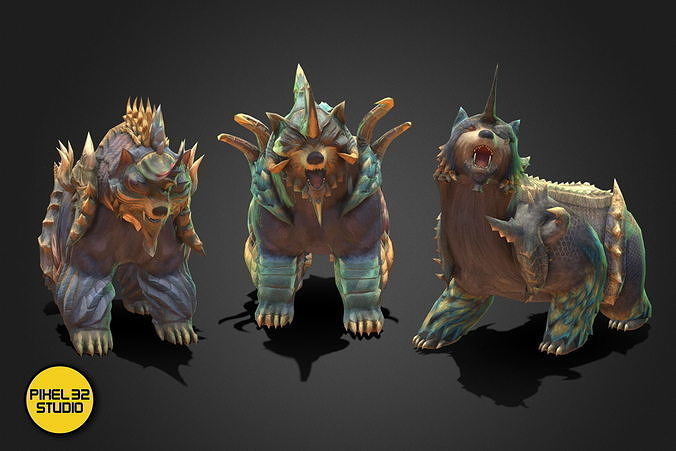 Fantasy Creature - Battle Bear Low-poly 3D model